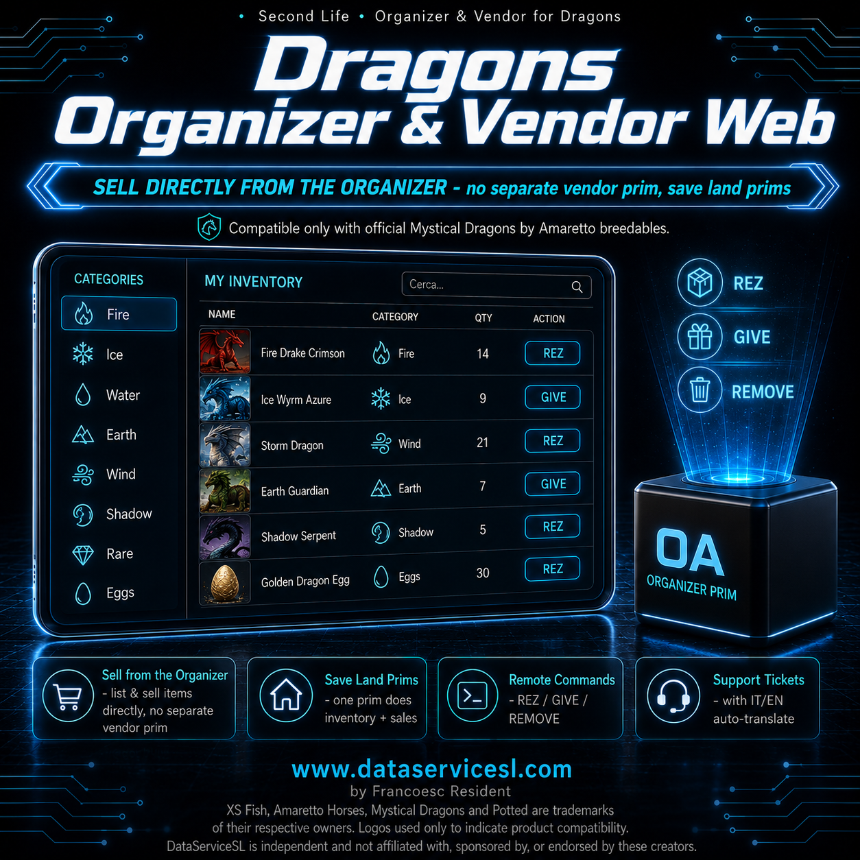 Dragons Organizer & Vendor Web